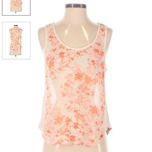 Forever 21 Sleeveless, Flowy, Peach Colored, Floral Print Top - Size S